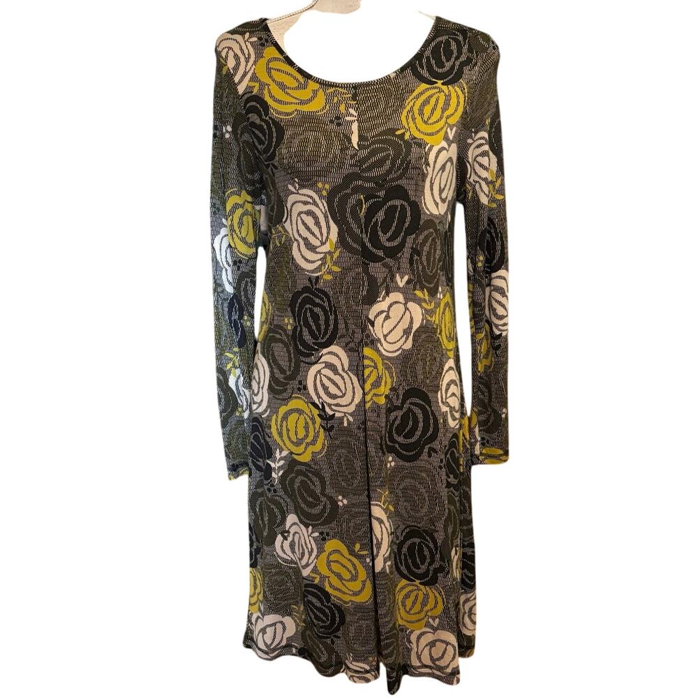 🌻 2/$20 Gudrun Sjoden Modal Floral Print Long Sleeved Dress Size S FLAWS
